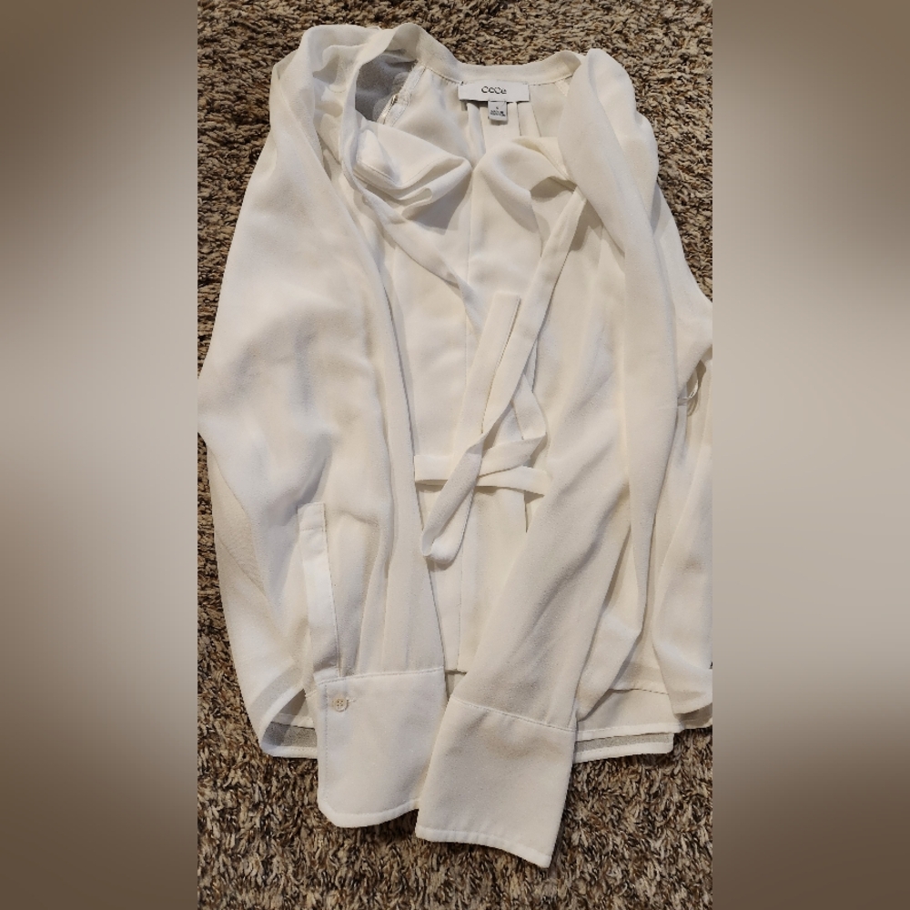 CeCe White Women's Blouse with Tie Detail - Picture 8 of 8